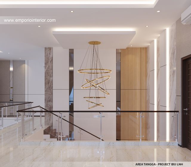 Desain Area Tangga Rumah Modern 2 Lantai Ibu LNH 1480 di Pontianak