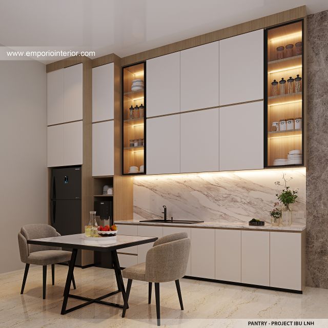 Desain Pantry Rumah Modern 2 Lantai Ibu LNH 1480 di Pontianak