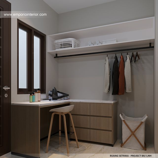 Desain Ruang Setrika Rumah Modern 2 Lantai Ibu LNH 1480 di Pontianak