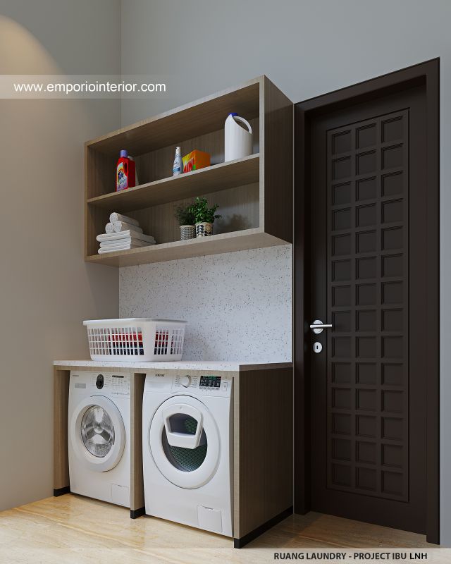 Desain Ruang Laundry Rumah Modern 2 Lantai Ibu LNH 1480 di Pontianak