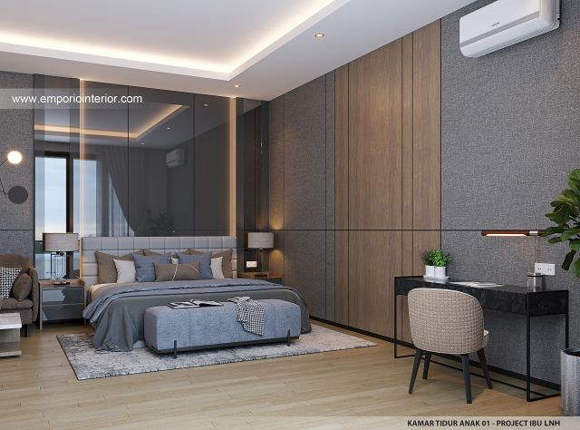 Desain Kamar Tidur Anak 1 Rumah Modern 2 Lantai Ibu LNH 1480 di Pontianak
