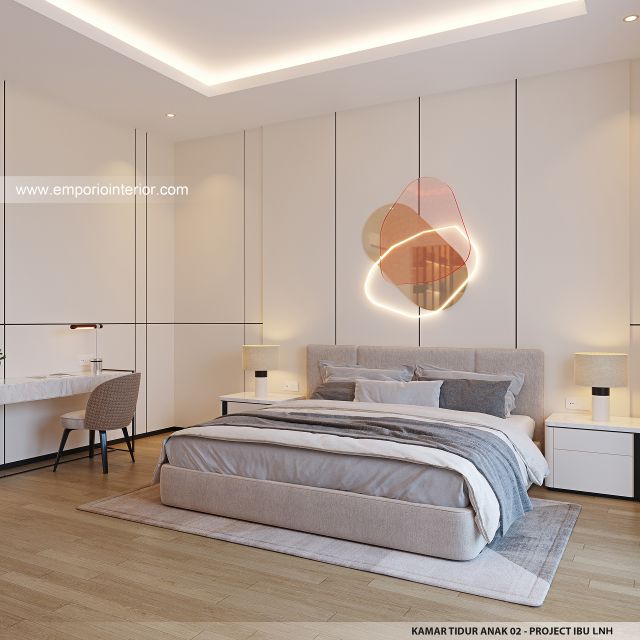 Desain Kamar Tidur Anak 2 Rumah Modern 2 Lantai Ibu LNH 1480 di Pontianak