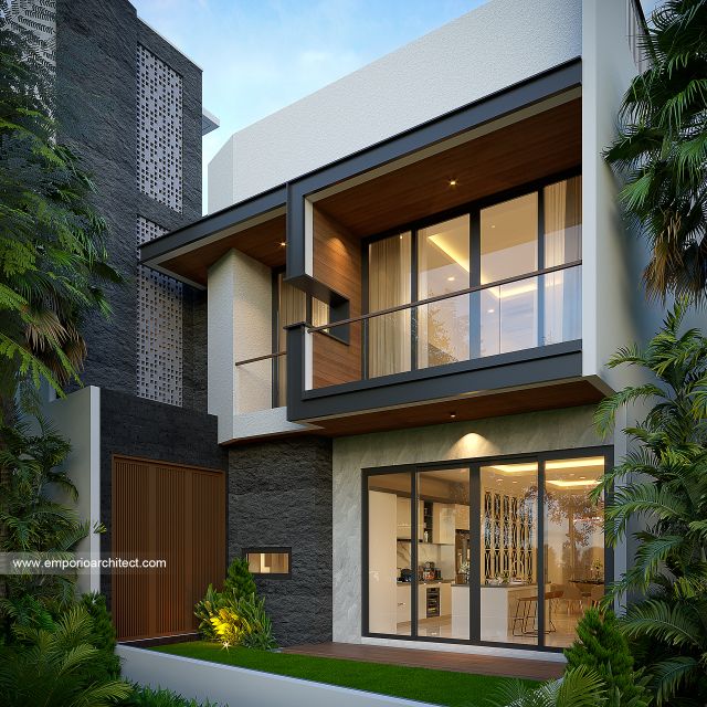 Desain Tampak Belakang Rumah Modern 2 Lantai Bapak RDI di Jakarta Selatan