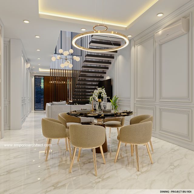 Desain Ruang Makan Rumah Modern 2 Lantai Bapak RDI di Jakarta Selatan