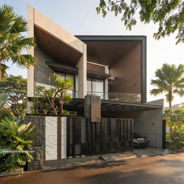 Desain Tampak Depan 3 Rumah Modern 2 Lantai Bapak RDI di Jakarta Selatan