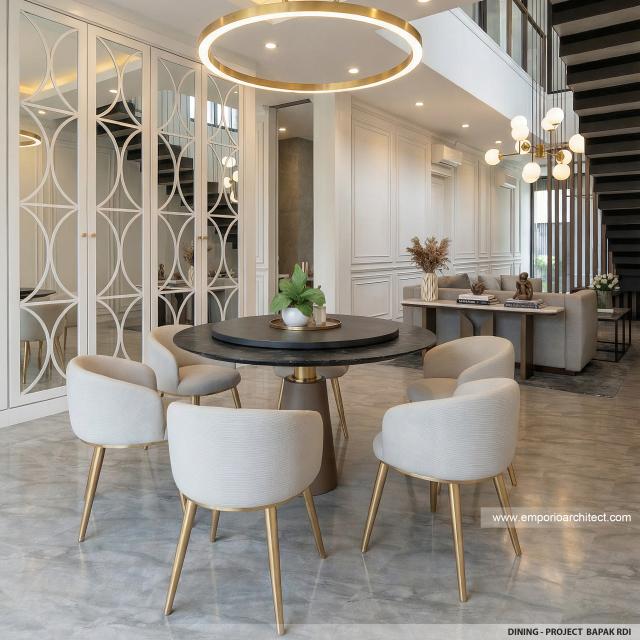 Desain Ruang Makan Rumah Modern 2 Lantai Bapak RDI di Jakarta Selatan