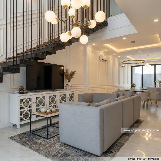 Desain Ruang Keluarga Rumah Modern 2 Lantai Bapak RDI di Jakarta Selatan