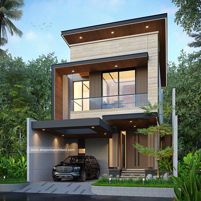 Desain Tampak Depan 4 Rumah Modern 2 Lantai Ibu SRL di Cengkareng, Jakarta Barat