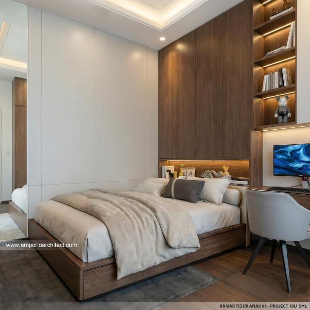 Desain Kamar Tidur Anak 1 Rumah Modern 2 Lantai Ibu SYL di Cengkareng, Jakarta Barat