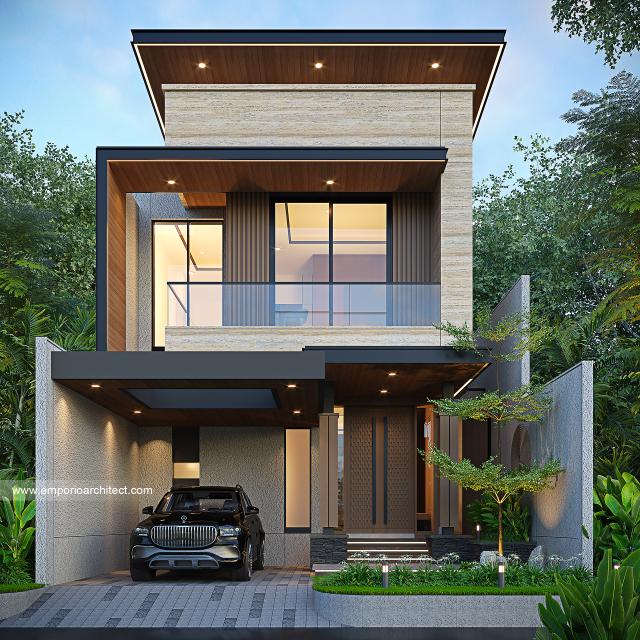 Desain Tampak Depan 3 Rumah Modern 2 Lantai Ibu SRL di Cengkareng, Jakarta Barat