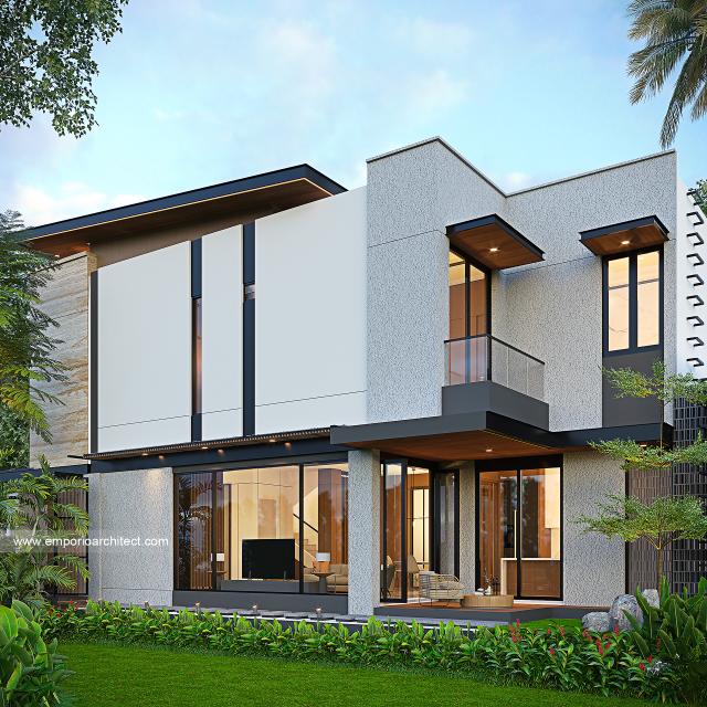Desain Tampak Belakang Rumah Modern 2 Lantai Ibu SRL di Cengkareng, Jakarta Barat