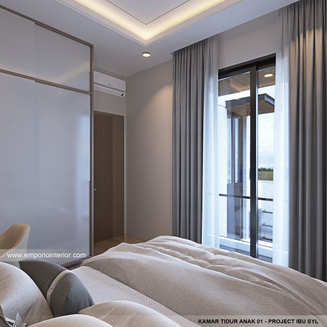 Desain Kamar Tidur Anak 1 Rumah Modern 2 Lantai Ibu SYL di Cengkareng, Jakarta Barat