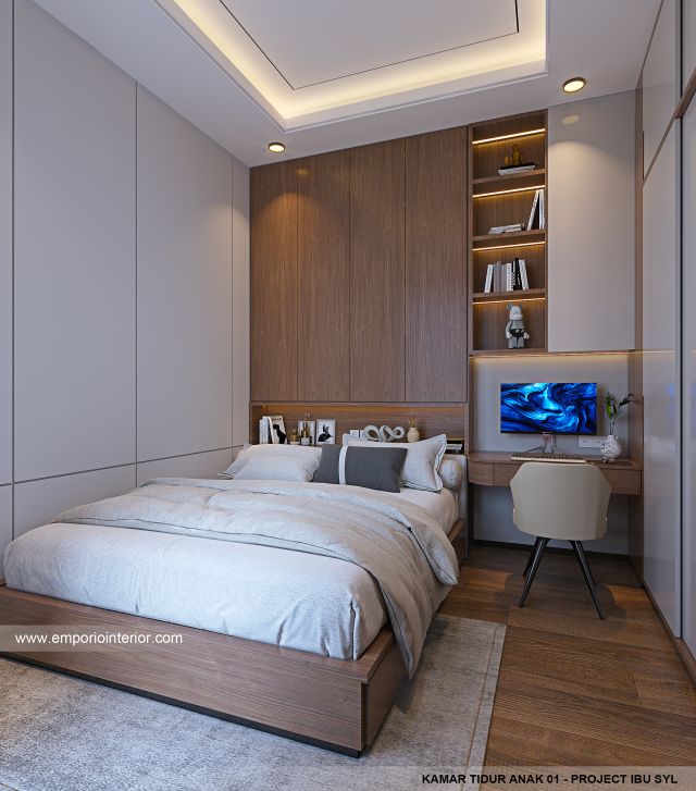 Desain Kamar Tidur Anak 1 Rumah Modern 2 Lantai Ibu SYL di Cengkareng, Jakarta Barat