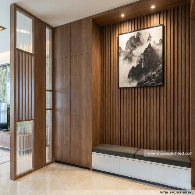 Desain Foyer Rumah Modern 2 Lantai Ibu SYL di Cengkareng, Jakarta Barat