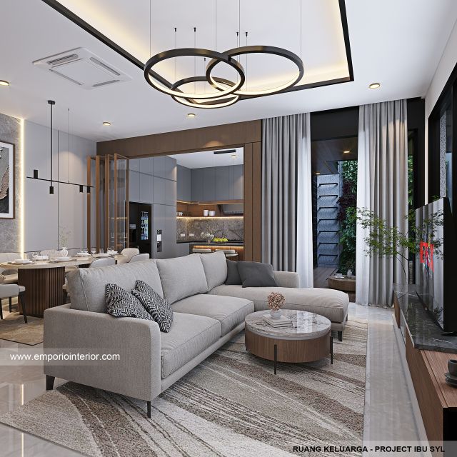 Desain Ruang Keluarga Rumah Modern 2 Lantai Ibu SYL di Cengkareng, Jakarta Barat