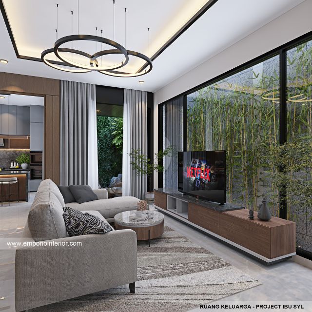 Desain Ruang Keluarga Rumah Modern 2 Lantai Ibu SYL di Cengkareng, Jakarta Barat