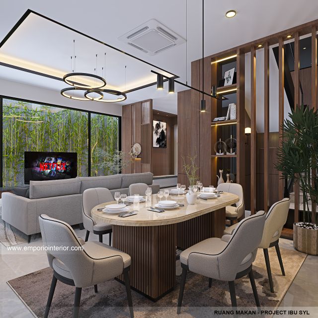 Desain Ruang Makan Rumah Modern 2 Lantai Ibu SYL di Cengkareng, Jakarta Barat