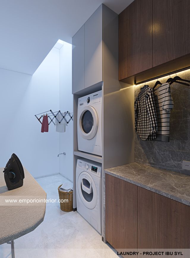 Desain Laundry Rumah Modern 2 Lantai Ibu SYL di Cengkareng, Jakarta Barat