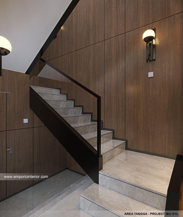 Desain Area Tangga Rumah Modern 2 Lantai Ibu SYL di Cengkareng, Jakarta Barat
