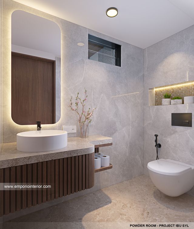 Desain Toilet Tamu Rumah Modern 2 Lantai Ibu SYL di Cengkareng, Jakarta Barat