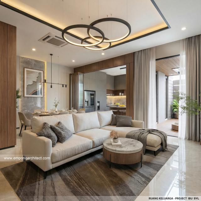 Desain Ruang Keluarga Rumah Modern 2 Lantai Ibu SYL di Cengkareng, Jakarta Barat
