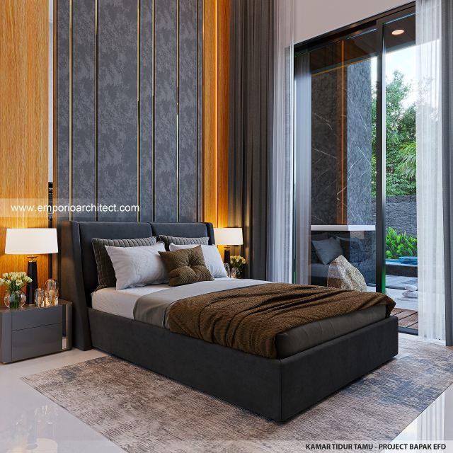 Desain Kamar Tidur Tamu Rumah Modern 2 Lantai Bapak EFD di Sentul City, Bogor