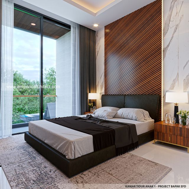 Desain Kamar Tidur Anak 1 Rumah Modern 2 Lantai Bapak EFD di Sentul City, Bogor