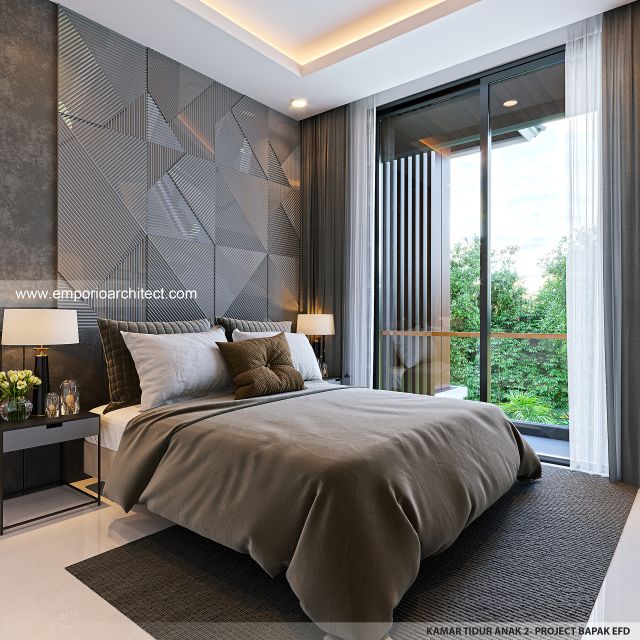 Desain Kamar Tidur Anak 2 Rumah Modern 2 Lantai Bapak EFD di Sentul City, Bogor