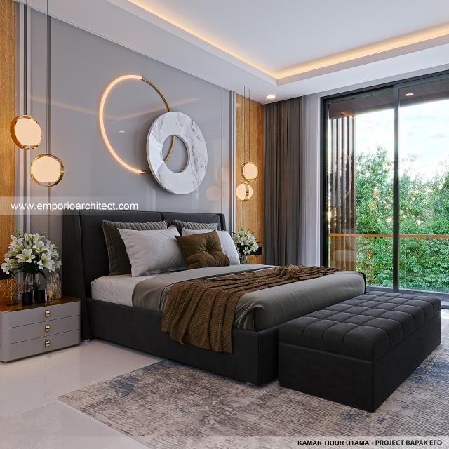 Desain Kamar Tidur Utama Rumah Modern 2 Lantai Bapak EFD di Sentul City, Bogor