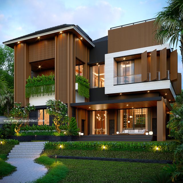 Desain Tampak Belakang Rumah Modern 2 Lantai Bapak EFD di Sentul City, Bogor