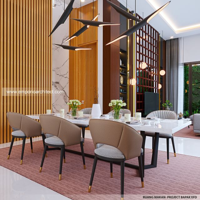 Desain Ruang Makan Rumah Modern 2 Lantai Bapak EFD di Sentul City, Bogor