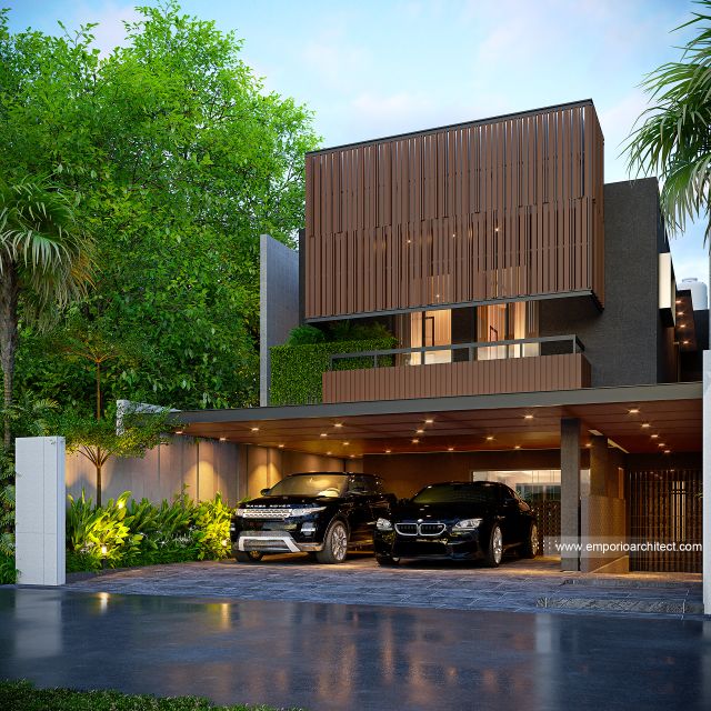Desain Tampak Depan 2 Rumah Modern 2 Lantai Bapak BBN di Bandung