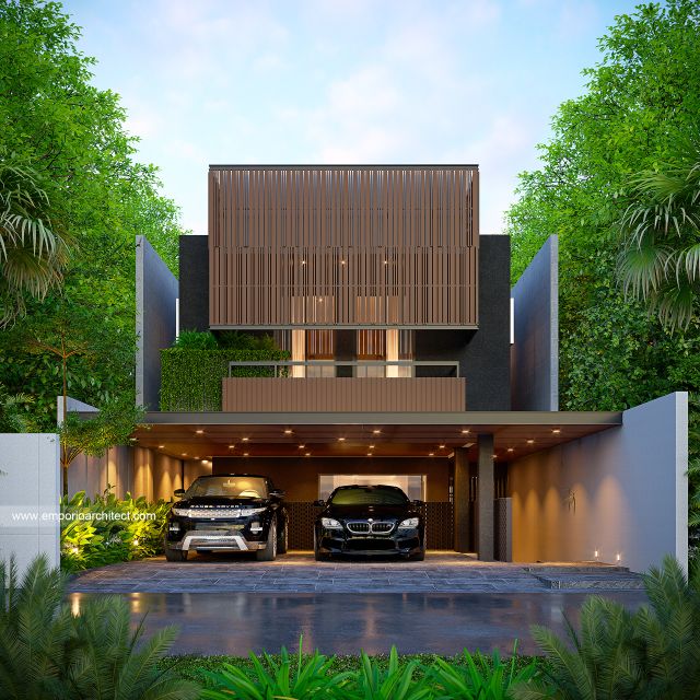 Desain Tampak Depan 3 Rumah Modern 2 Lantai Bapak BBN di Bandung