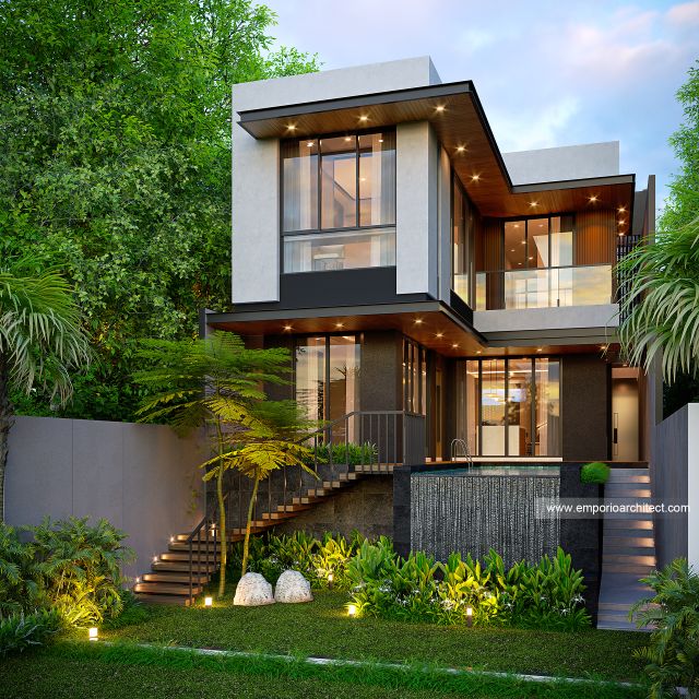 Desain Tampak Belakang Rumah Modern 2 Lantai Bapak BBN di Bandung