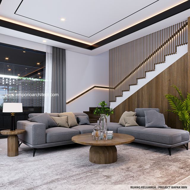 Desain Ruang Keluarga Rumah Modern 2 Lantai Bapak BBN di Bandung