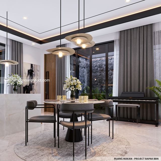 Desain Ruang Makan Rumah Modern 2 Lantai Bapak BBN di Bandung