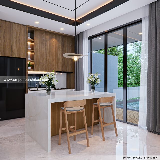 Desain Dapur Rumah Modern 2 Lantai Bapak BBN di Bandung