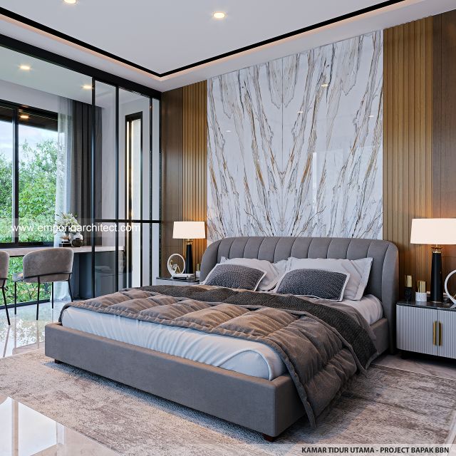 Desain Kamar Tidur Utama Rumah Modern 2 Lantai Bapak BBN di Bandung
