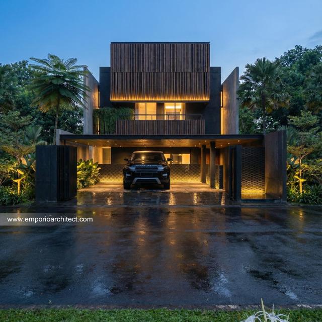 Desain Tampak Depan Rumah Modern 2 Lantai Bapak BBN di Bandung
