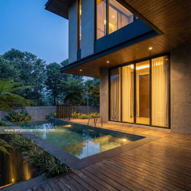 Desain Tampak Detail Belakang Rumah Modern 2 Lantai Bapak BBN di Bandung