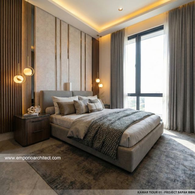 Desain Kamar Tidur 1 Rumah Modern 2 Lantai Bapak BBN di Bandung