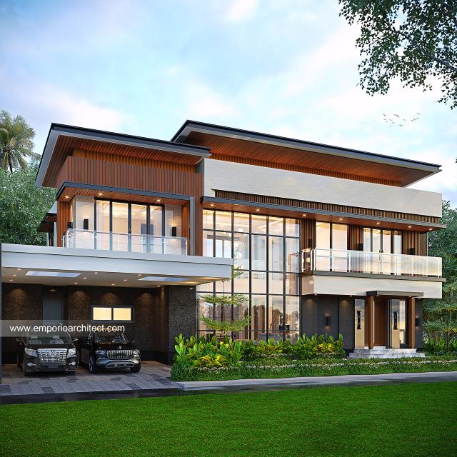Desain Tampak Depan 3 Rumah Modern 2 Lantai Bapak HND di Surabaya