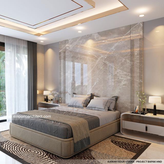 Desain Kamar Tidur Utama Rumah Modern 2 Lantai Bapak HND di Surabaya
