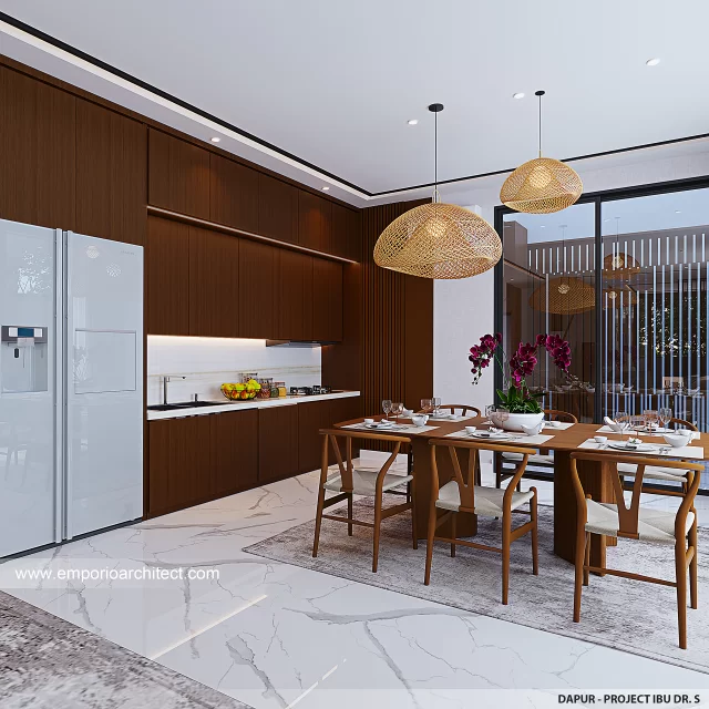 Desain Dapur Rumah Modern 2 Lantai Ibu dr. S di Bandung