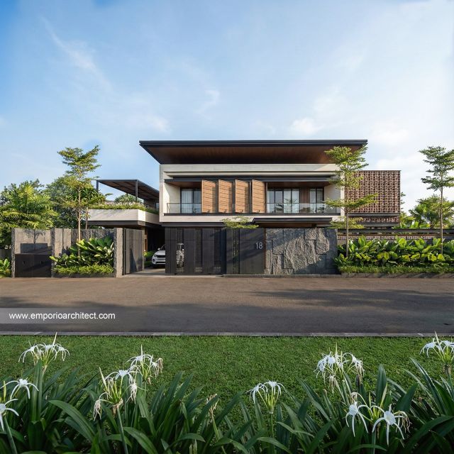 Desain Tampak Depan 2 Rumah Modern 2 Lantai Bapak RHT di Palu