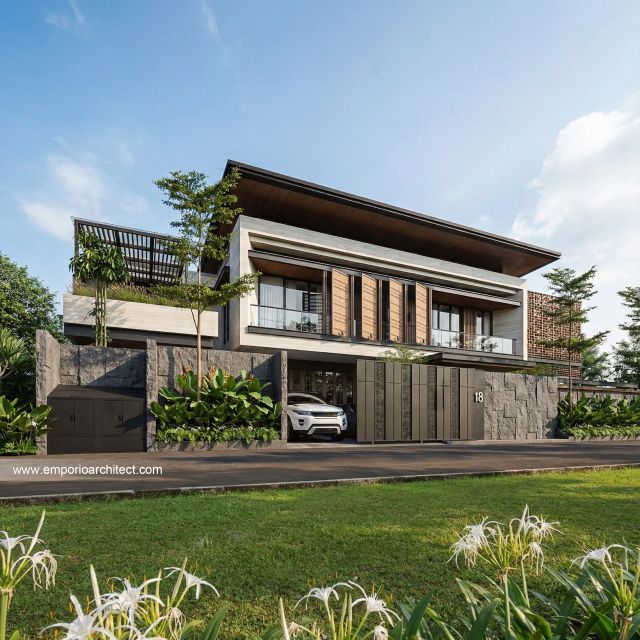 Desain Tampak Depan 3 Rumah Modern 2 Lantai Bapak RHT di Palu