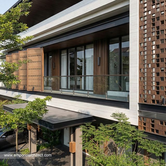 Desain Tampak Detail Depan 3 Rumah Modern 2 Lantai Bapak RHT di Palu