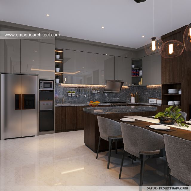 Desain Dapur Rumah Modern 2 Lantai Bapak RBB di Jakarta