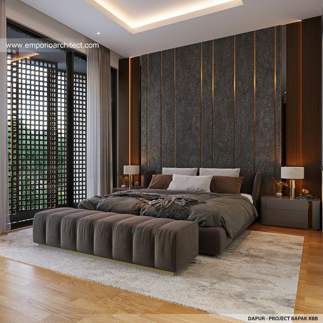 Desain Kamar Tidur Utama Rumah Modern 2 Lantai Bapak RBB di Jakarta