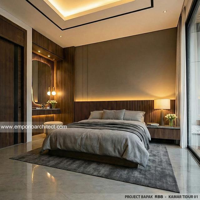 Desain Kamar Tidur 1 Rumah Modern 2 Lantai Bapak RBB di Tangerang Selatan